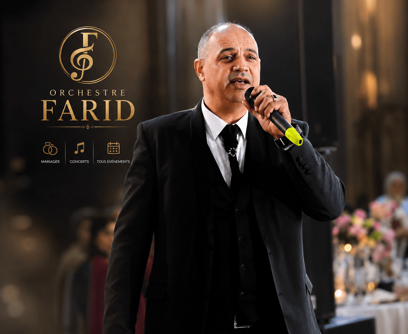 Orchestre FARID, chanteur professionnel en prestation live lors d'un mariage